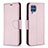 Leather Case Stands Flip Cover Holder B06F for Samsung Galaxy M32 4G Rose Gold