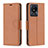 Leather Case Stands Flip Cover Holder B06F for Vivo Y11 (2023) Brown