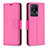 Leather Case Stands Flip Cover Holder B06F for Vivo Y11 (2023) Hot Pink