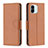 Leather Case Stands Flip Cover Holder B06F for Xiaomi Poco C51 Brown