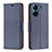 Leather Case Stands Flip Cover Holder B06F for Xiaomi Poco C65 Blue