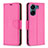 Leather Case Stands Flip Cover Holder B06F for Xiaomi Poco C65 Hot Pink