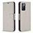 Leather Case Stands Flip Cover Holder B06F for Xiaomi Redmi 10 4G Gray