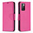 Leather Case Stands Flip Cover Holder B06F for Xiaomi Redmi 10 4G Hot Pink