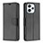 Leather Case Stands Flip Cover Holder B06F for Xiaomi Redmi 12 4G Black