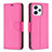 Leather Case Stands Flip Cover Holder B06F for Xiaomi Redmi 12 4G Hot Pink