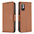 Leather Case Stands Flip Cover Holder B06F for Xiaomi Redmi Note 10 5G Brown