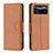 Leather Case Stands Flip Cover Holder B06F for Xiaomi Redmi Note 11E Pro 5G Brown