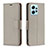 Leather Case Stands Flip Cover Holder B06F for Xiaomi Redmi Note 12 4G Gray