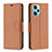 Leather Case Stands Flip Cover Holder B06F for Xiaomi Redmi Note 12 Turbo 5G Brown