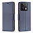 Leather Case Stands Flip Cover Holder B06F for Xiaomi Redmi Note 13 5G Blue