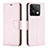 Leather Case Stands Flip Cover Holder B06F for Xiaomi Redmi Note 13 5G Rose Gold