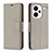 Leather Case Stands Flip Cover Holder B06F for Xiaomi Redmi Note 13 Pro+ Plus 5G Gray