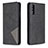 Leather Case Stands Flip Cover Holder B07F for Huawei P Smart Z (2019) Black