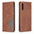 Leather Case Stands Flip Cover Holder B07F for Samsung Galaxy A30S Brown