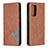 Leather Case Stands Flip Cover Holder B07F for Samsung Galaxy A52 4G Brown