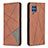 Leather Case Stands Flip Cover Holder B07F for Samsung Galaxy M32 4G Brown