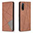 Leather Case Stands Flip Cover Holder B07F for Vivo Y11s Brown