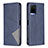 Leather Case Stands Flip Cover Holder B07F for Vivo Y21 Blue