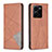 Leather Case Stands Flip Cover Holder B07F for Vivo Y35 4G Brown