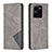 Leather Case Stands Flip Cover Holder B07F for Vivo Y35 4G Gray