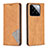 Leather Case Stands Flip Cover Holder B07F for Xiaomi Mi 14 5G Light Brown