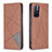 Leather Case Stands Flip Cover Holder B07F for Xiaomi Poco M4 Pro 5G Brown