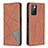 Leather Case Stands Flip Cover Holder B07F for Xiaomi Redmi 10 (2022) Brown