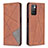 Leather Case Stands Flip Cover Holder B07F for Xiaomi Redmi Note 11 4G (2021) Brown