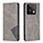 Leather Case Stands Flip Cover Holder B07F for Xiaomi Redmi Note 13 5G Gray