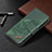Leather Case Stands Flip Cover Holder B08F for Samsung Galaxy S21 FE 5G Green