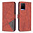 Leather Case Stands Flip Cover Holder B08F for Vivo Y21a Orange