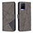 Leather Case Stands Flip Cover Holder B08F for Vivo Y21e Gray