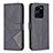 Leather Case Stands Flip Cover Holder B08F for Vivo Y35 4G Black