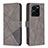 Leather Case Stands Flip Cover Holder B08F for Vivo Y35 4G Gray