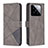 Leather Case Stands Flip Cover Holder B08F for Xiaomi Mi 14 Pro 5G Gray