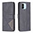 Leather Case Stands Flip Cover Holder B08F for Xiaomi Poco C51 Black