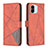 Leather Case Stands Flip Cover Holder B08F for Xiaomi Poco C51 Orange