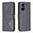 Leather Case Stands Flip Cover Holder B08F for Xiaomi Poco C65 Black