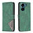 Leather Case Stands Flip Cover Holder B08F for Xiaomi Poco C65 Green