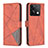 Leather Case Stands Flip Cover Holder B08F for Xiaomi Redmi Note 13 5G Orange