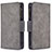 Leather Case Stands Flip Cover Holder B09F for Samsung Galaxy M10 Gray