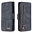 Leather Case Stands Flip Cover Holder B09F for Samsung Galaxy M11 Black