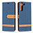 Leather Case Stands Flip Cover Holder B11F for Samsung Galaxy S23 5G Navy Blue