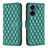 Leather Case Stands Flip Cover Holder B11F for Xiaomi Poco C65 Green