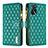 Leather Case Stands Flip Cover Holder B12F for Oppo A16 Green