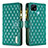 Leather Case Stands Flip Cover Holder B12F for Realme C21 Green