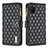 Leather Case Stands Flip Cover Holder B12F for Samsung Galaxy M02s Black