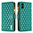 Leather Case Stands Flip Cover Holder B12F for Samsung Galaxy M04 Green