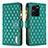 Leather Case Stands Flip Cover Holder B12F for Vivo Y35 4G Green